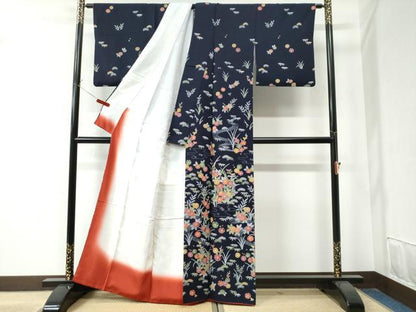 平和屋着物●訪問着　霞流水松竹梅草花文　正絹　逸品　CAAZ3279yc