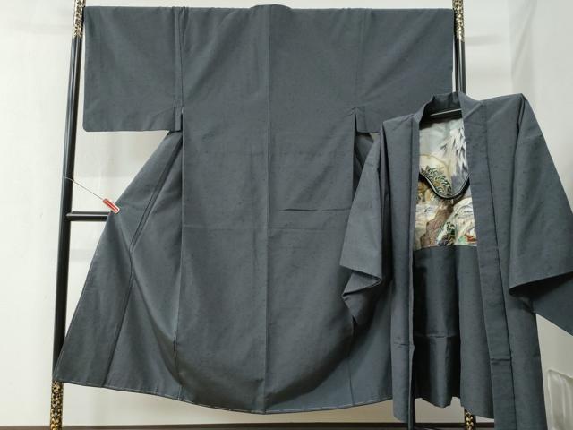 平和屋着物●男性 髭紬 アンサンブル 色無地 羊羹色 正絹 逸品 CAAZ3286yc