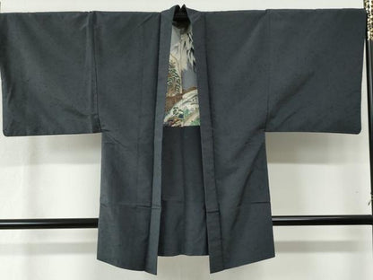 平和屋着物●男性 髭紬 アンサンブル 色無地 羊羹色 正絹 逸品 CAAZ3286yc