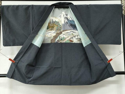 平和屋着物●男性 髭紬 アンサンブル 色無地 羊羹色 正絹 逸品 CAAZ3286yc