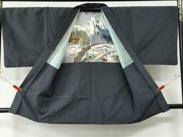 平和屋着物●男性 髭紬 アンサンブル 色無地 羊羹色 正絹 逸品 CAAZ3286yc