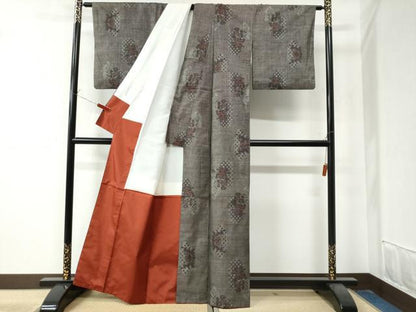 平和屋着物●本場大島紬　9マルキ　吉祥草花文　正絹　逸品　CAAZ3288yc