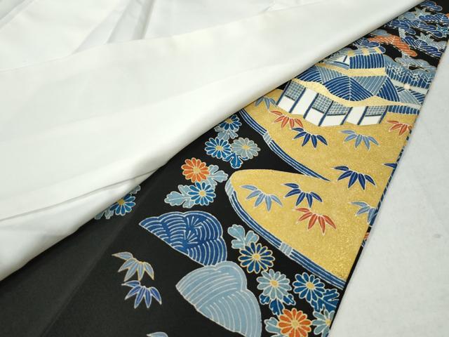 平和屋着物●豪華黒留袖　作家物　渡り橋松竹梅風景文　金彩　正絹　逸品　CAAZ3289yc