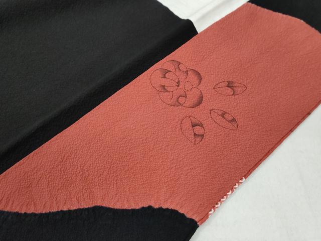 平和屋着物●訪問着　辻が花　手描き　絞り　黒地　金通し地　正絹　逸品　CAAZ3304yc