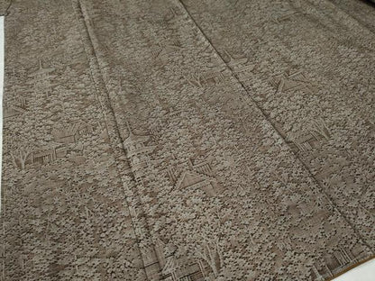 平和屋着物●本場大島紬　9マルキ　樹林京風景文　正絹　逸品　未使用　CAAZ3308yc