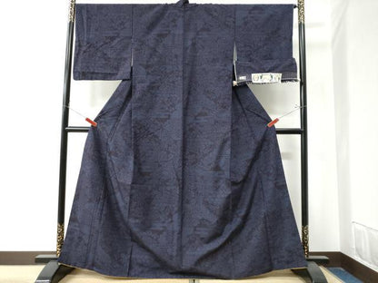 平和屋着物●本場玉結城紬　100亀甲　草花文　証紙付き　正絹　逸品　CABE3126yc