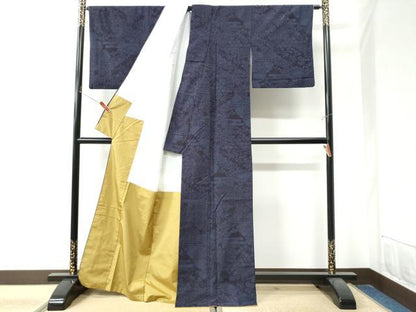 平和屋着物●本場玉結城紬　100亀甲　草花文　証紙付き　正絹　逸品　CABE3126yc