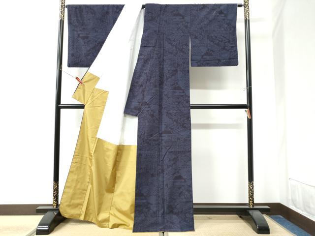 平和屋着物●本場玉結城紬　100亀甲　草花文　証紙付き　正絹　逸品　CABE3126yc