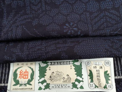 平和屋着物●本場玉結城紬　100亀甲　草花文　証紙付き　正絹　逸品　CABE3126yc