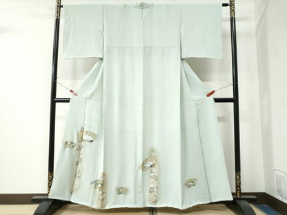 平和屋着物●豪華色留袖　地紙鶴秋草文　金彩　正絹　逸品　CAAZ3329yc