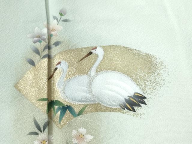 平和屋着物●豪華色留袖　地紙鶴秋草文　金彩　正絹　逸品　CAAZ3329yc