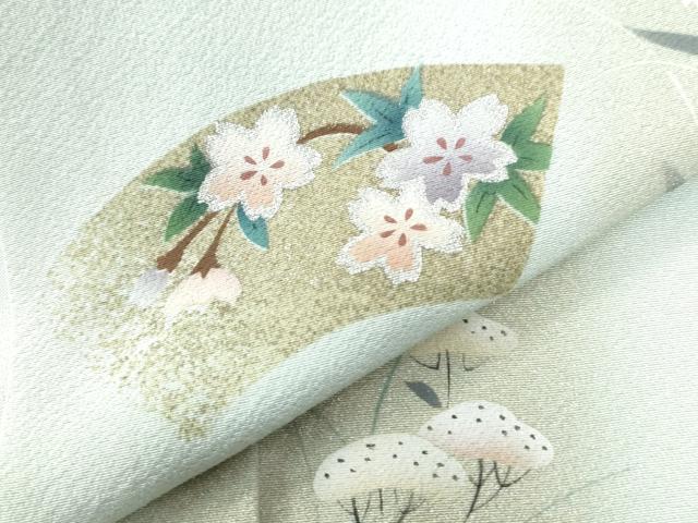 平和屋着物●豪華色留袖　地紙鶴秋草文　金彩　正絹　逸品　CAAZ3329yc
