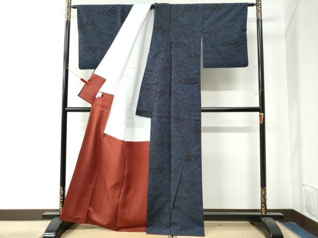 平和屋着物○結城紬 雲取り草花文 正絹 逸品 CAAZ3330yc