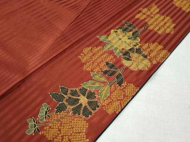 平和屋着物●結城紬　雲取り花文　正絹　逸品　AABE5579fy 平和屋着物○結城紬 雲取り草花文 正絹 逸品 CAAZ3330yc