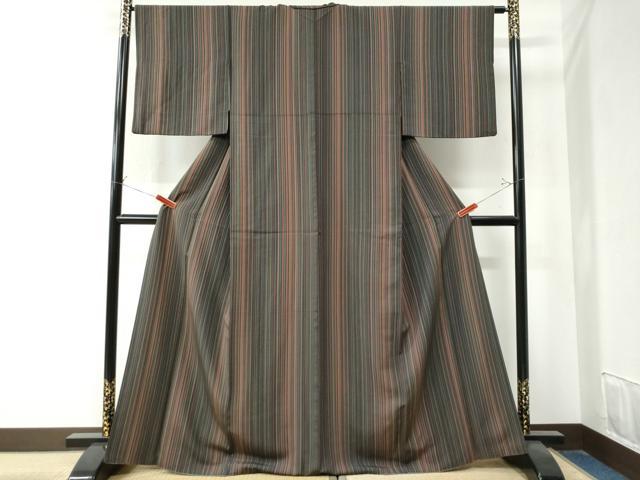 平和屋着物●上質な小紋　縞　正絹　逸品　CAAZ3333yc