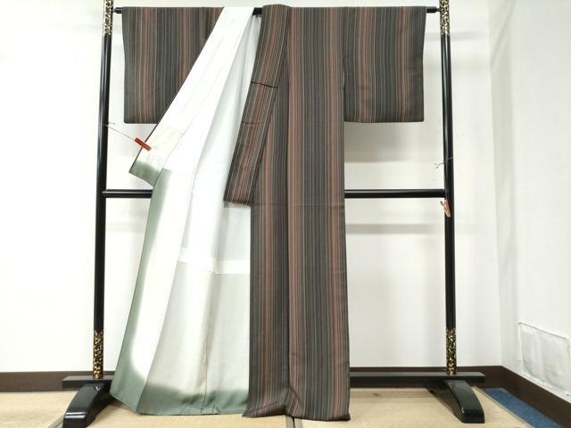 平和屋着物●上質な小紋　縞　正絹　逸品　CAAZ3333yc