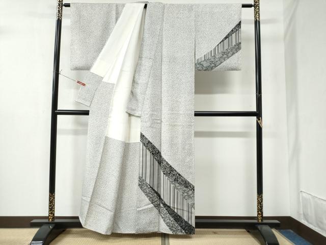 平和屋着物●訪問着 縞 葡萄花唐草文 たたき染め 正絹 逸品 CAAZ3341yc