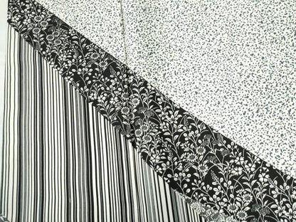平和屋着物●訪問着 縞 葡萄花唐草文 たたき染め 正絹 逸品 CAAZ3341yc