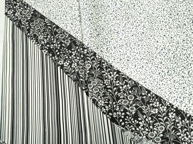 平和屋着物●訪問着 縞 葡萄花唐草文 たたき染め 正絹 逸品 CAAZ3341yc