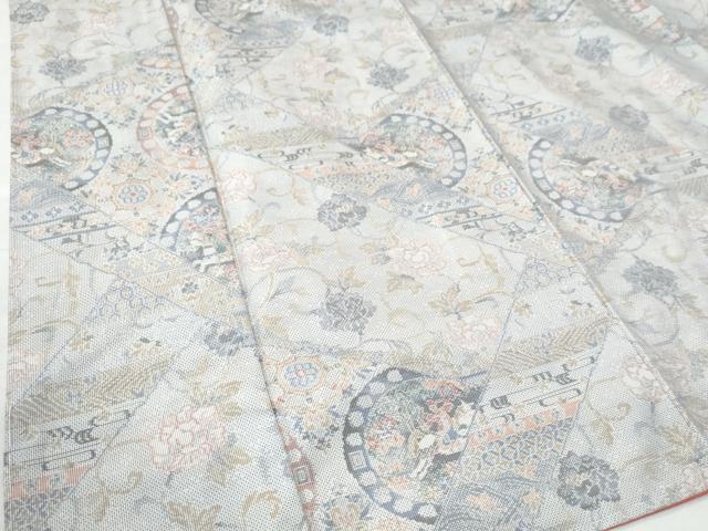 平和屋着物○本場大島紬 白大島 7マルキ 総絣 吉祥花唐草文