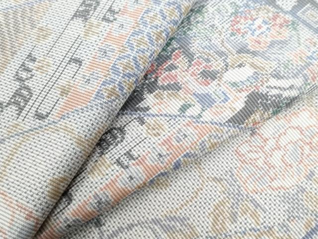 平和屋着物○本場大島紬 白大島 7マルキ 総絣 吉祥花唐草文