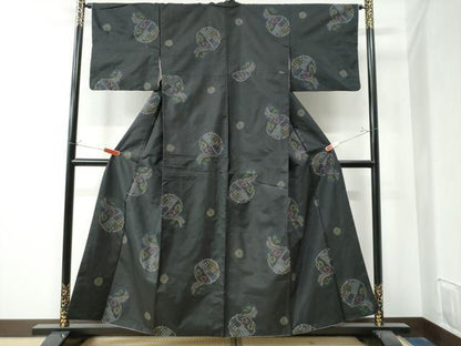 平和屋着物●本場大島紬 地空き 雪輪花文 正絹 逸品 CAAZ3345yc