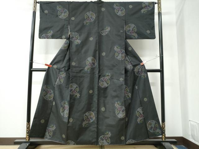 平和屋着物●本場大島紬 地空き 雪輪花文 正絹 逸品 CAAZ3345yc