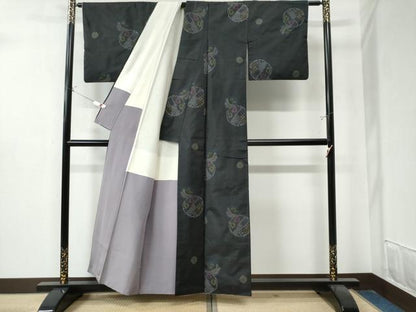 平和屋着物●本場大島紬 地空き 雪輪花文 正絹 逸品 CAAZ3345yc