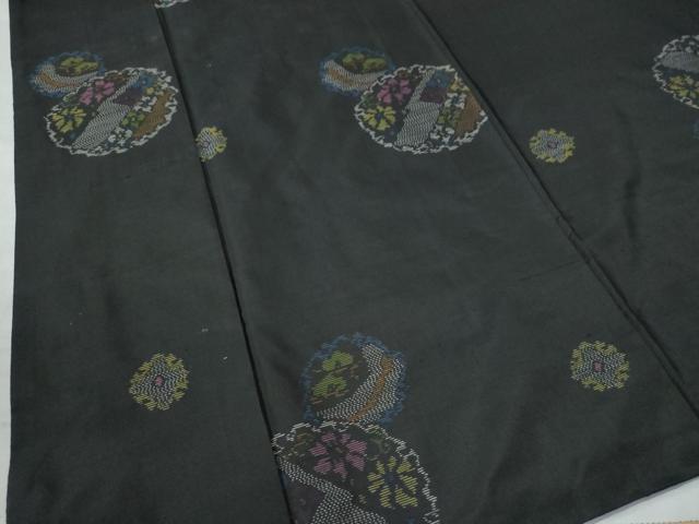 平和屋着物●本場大島紬 地空き 雪輪花文 正絹 逸品 CAAZ3345yc