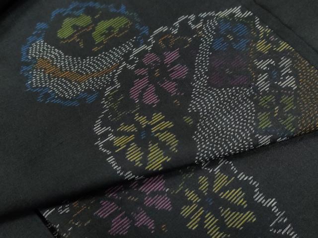 平和屋着物●本場大島紬 地空き 雪輪花文 正絹 逸品 CAAZ3345yc