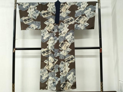 平和屋着物●男性 お召 アンサンブル 長襦袢セット 80亀甲 キングサイズ 正絹 逸品 未使用 CAAZ3406yc
