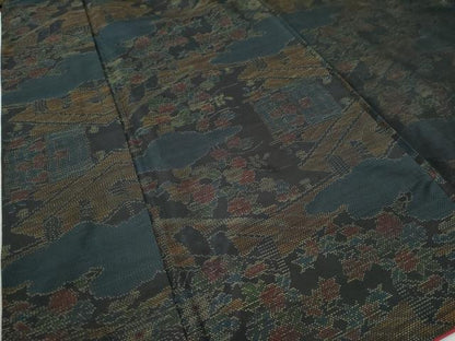 平和屋着物●本場大島紬　草花文　正絹　逸品　CAAZ3409yc