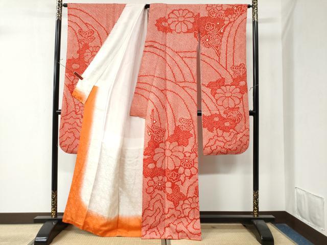 平和屋着物●豪華振袖 総絞り 草花文 正絹 逸品 未使用 CAAZ3415yc