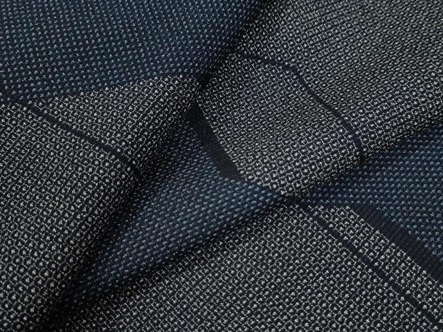 平和屋着物●本塩沢　110亀甲　変わり縞　正絹　逸品　CAAZ3418yc
