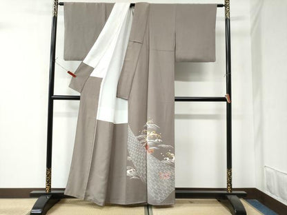 平和屋着物●豪華色留袖 駒刺繍 漁 海老 鯛 網 立波 金彩 正絹 逸品 CAAZ3421yc