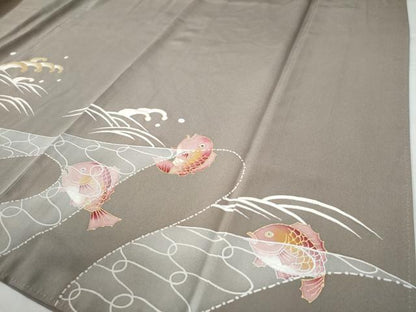 平和屋着物●豪華色留袖 駒刺繍 漁 海老 鯛 網 立波 金彩 正絹 逸品 CAAZ3421yc