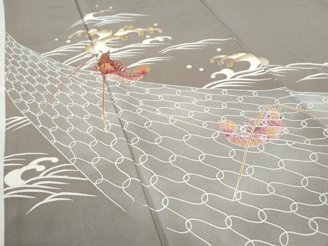 平和屋着物●豪華色留袖 駒刺繍 漁 海老 鯛 網 立波 金彩 正絹 逸品 CAAZ3421yc
