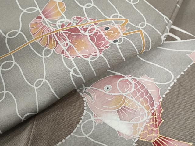 平和屋着物●豪華色留袖 駒刺繍 漁 海老 鯛 網 立波 金彩 正絹 逸品 CAAZ3421yc