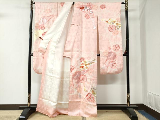 平和屋着物●豪華振袖・長襦袢セット 駒刺繍 絞り 扇面青海波花唐草文 金銀彩 正絹 逸品 CAAZ3426yc