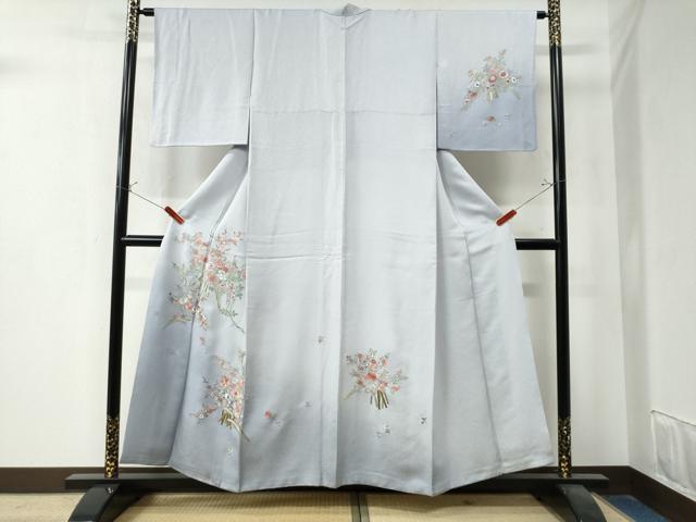 平和屋着物●訪問着　総刺繍　草花文　暈し染め　正絹　逸品　CAAZ3429yc