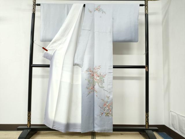 平和屋着物●訪問着　総刺繍　草花文　暈し染め　正絹　逸品　CAAZ3429yc