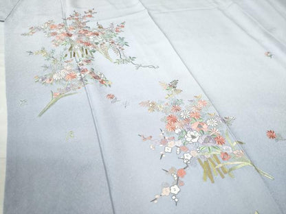 平和屋着物●訪問着　総刺繍　草花文　暈し染め　正絹　逸品　CAAZ3429yc