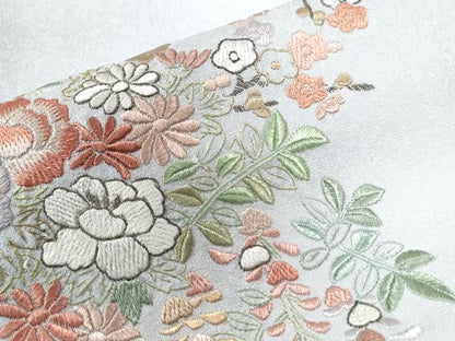 平和屋着物●訪問着　総刺繍　草花文　暈し染め　正絹　逸品　CAAZ3429yc