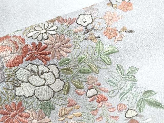 平和屋着物●訪問着　総刺繍　草花文　暈し染め　正絹　逸品　CAAZ3429yc