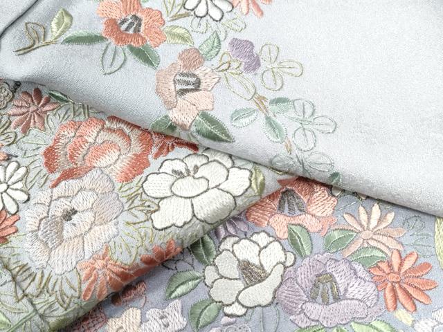 平和屋着物●訪問着　総刺繍　草花文　暈し染め　正絹　逸品　CAAZ3429yc