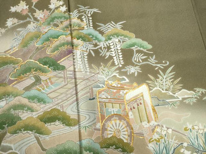 平和屋着物●豪華色留袖 作家物 駒刺繍 御所車浜松花文 暈し染め 金彩 正絹 逸品 CAAZ3434yc