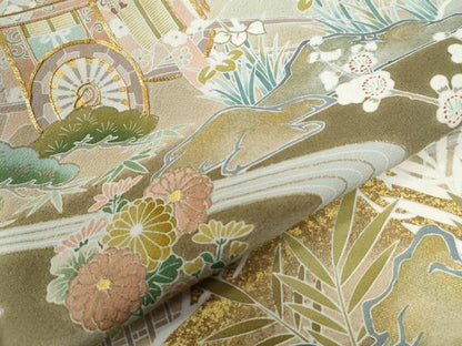 平和屋着物●豪華色留袖 作家物 駒刺繍 御所車浜松花文 暈し染め 金彩 正絹 逸品 CAAZ3434yc