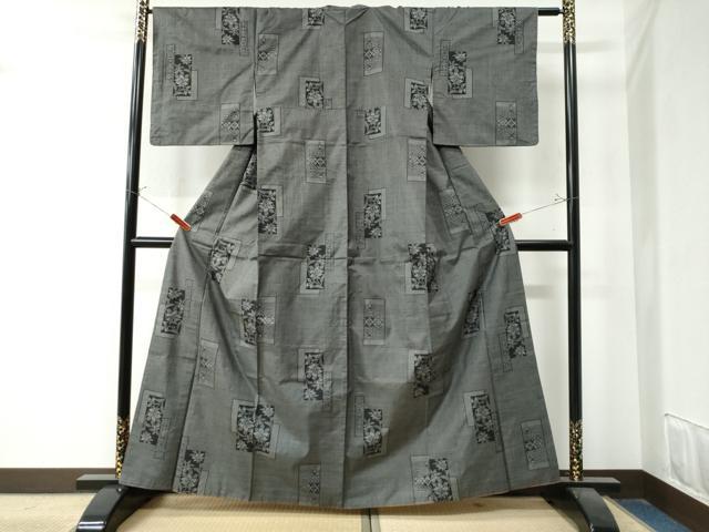 平和屋着物●本場大島紬　7マルキ　短冊重ね草花文　正絹　逸品　CAAZ3445yc