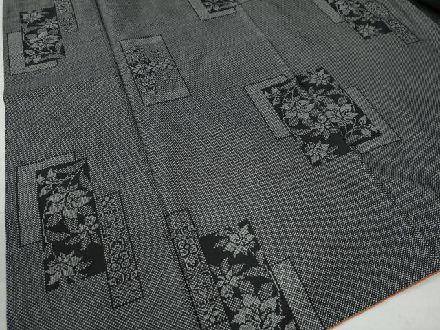平和屋着物●本場大島紬　7マルキ　短冊重ね草花文　正絹　逸品　CAAZ3445yc