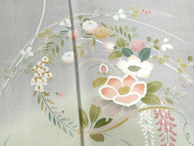 平和屋着物●訪問着 友禅 作家物 草花丸文 暈し染め 正絹 逸品 未使用 CAAZ3451yc